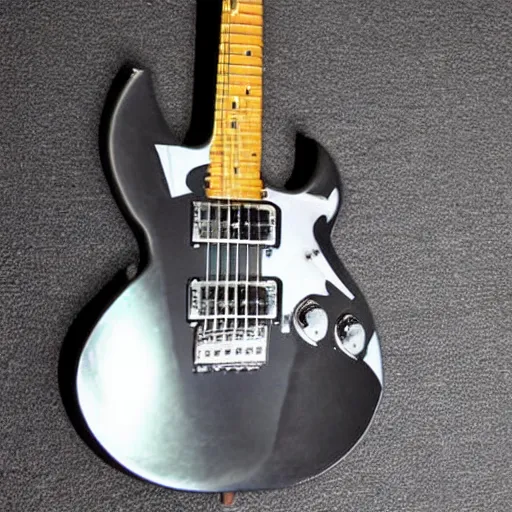 Image similar to an electric guitar made entirely out of metal