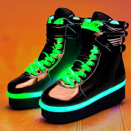 Prompt: neon lite roller - skates, ultra realistic,