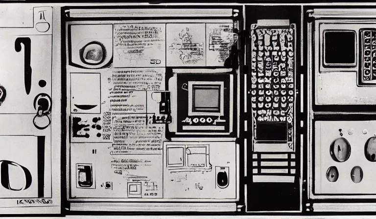 Image similar to GUI for a cursed program that summons the Howler Monkey Gods, futuristic, esoteric, by Nam June Paik, Man Ray, Charles Dellschau, Toshiko Okanoue