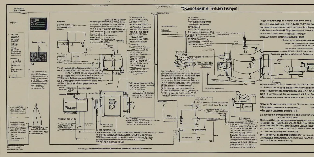 Prompt: xerox scan of exploded technical diagram repair manual for a teletubby