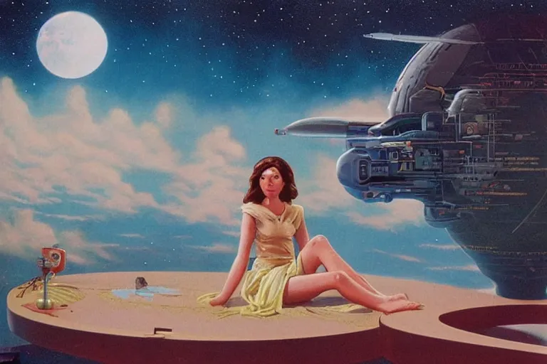 Image similar to a beautiful girl relaxing on a cloud by angus mckie, portrait,