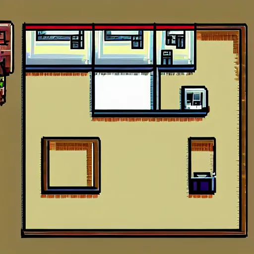 Prompt: rpg maker style bedroom level, no characters, warm yellow lighting, omori, corpse party, to the moon, pokemon