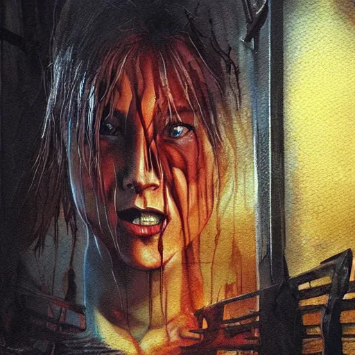 Image similar to detailed details photorealistic silent hill 2 horror game poster in the style of bob peak and alex ross, gouache and wash paints color, detailed details facial and body and human and environments and proportionate, detailed 5 k details.