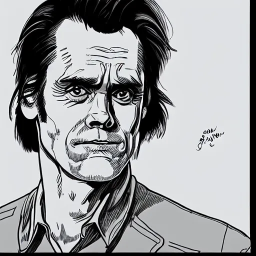 Image similar to “ jim carrey retro minimalist portrait by jean giraud, moebius starwatcher comic, sharp, smooth face, 8 k ”