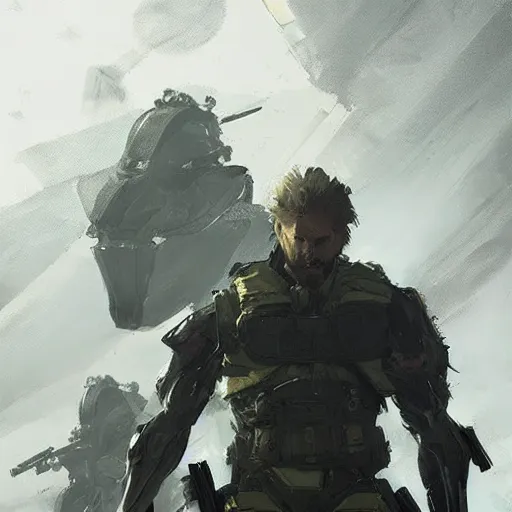 Image similar to Metal Gear, Metal Gear Solid Revengeance,Greg rutkowski, Trending artstation, cinematográfica, digital Art