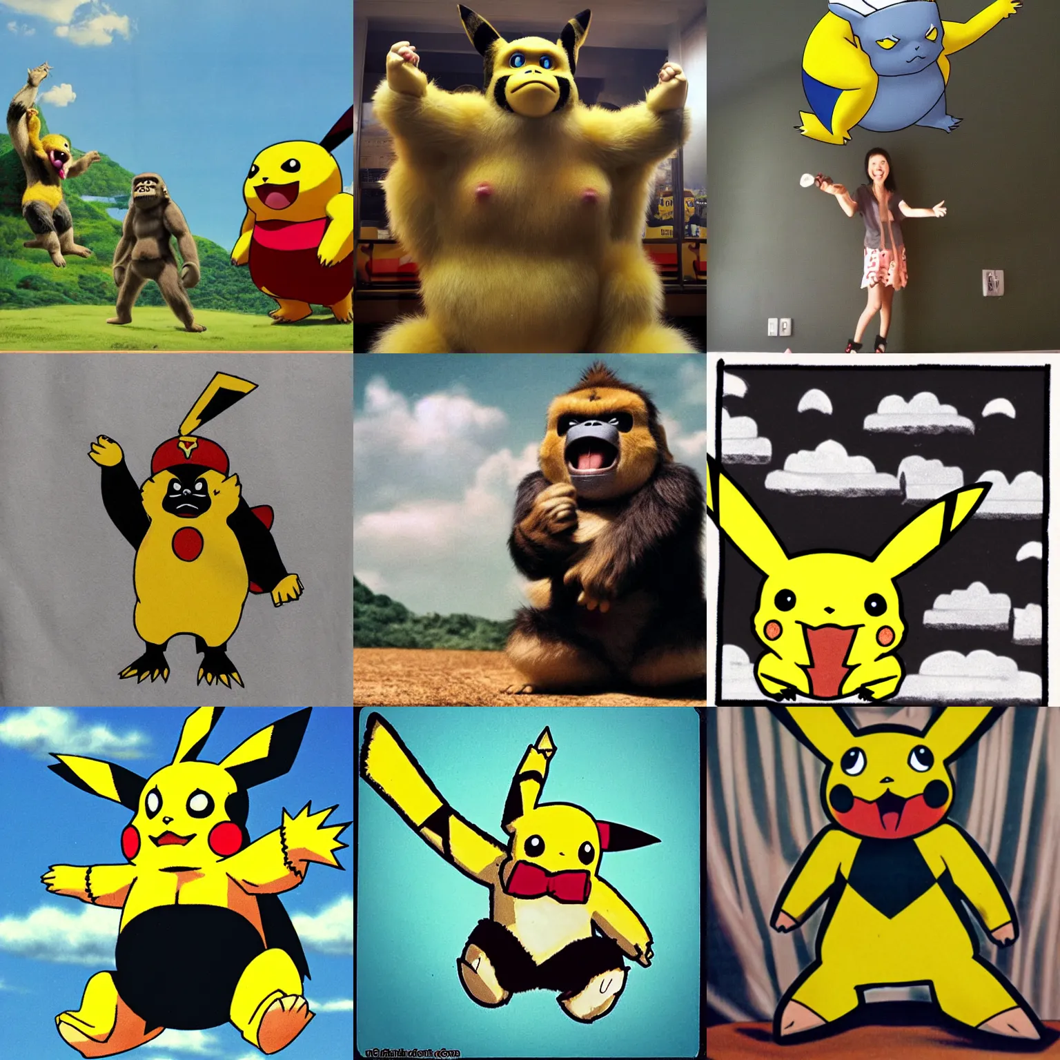 Prompt: pikachu as king kong