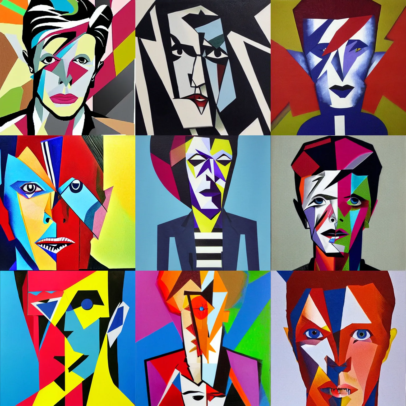 Prompt: cubist david bowie