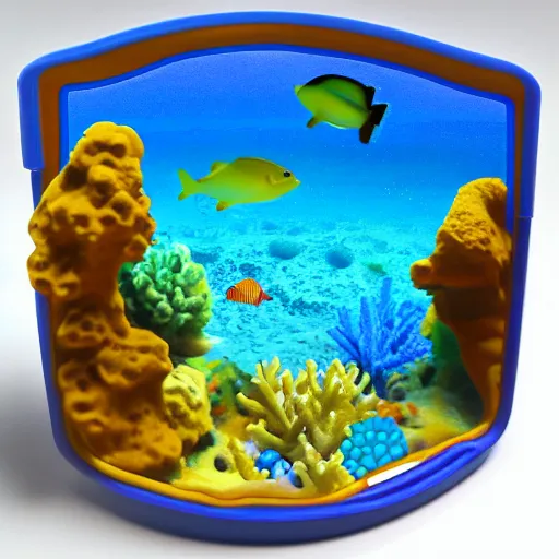 Image similar to coral reef made of fisher-price plastic, filled with blue goo, surrounded by monolithic mirrors 85mm scene from a tv show 55mm-W 768