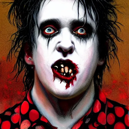 Prompt: young robert smith as a zombie wearing polka dot shirt, 7 days to die zombie, fine art, award winning, intricate, elegant, sharp focus, cinematic lighting, highly detailed, digital painting, 8 k concept art, art by z. w. gu, art by brom, art by michael hussar, masterpiece, 8 k