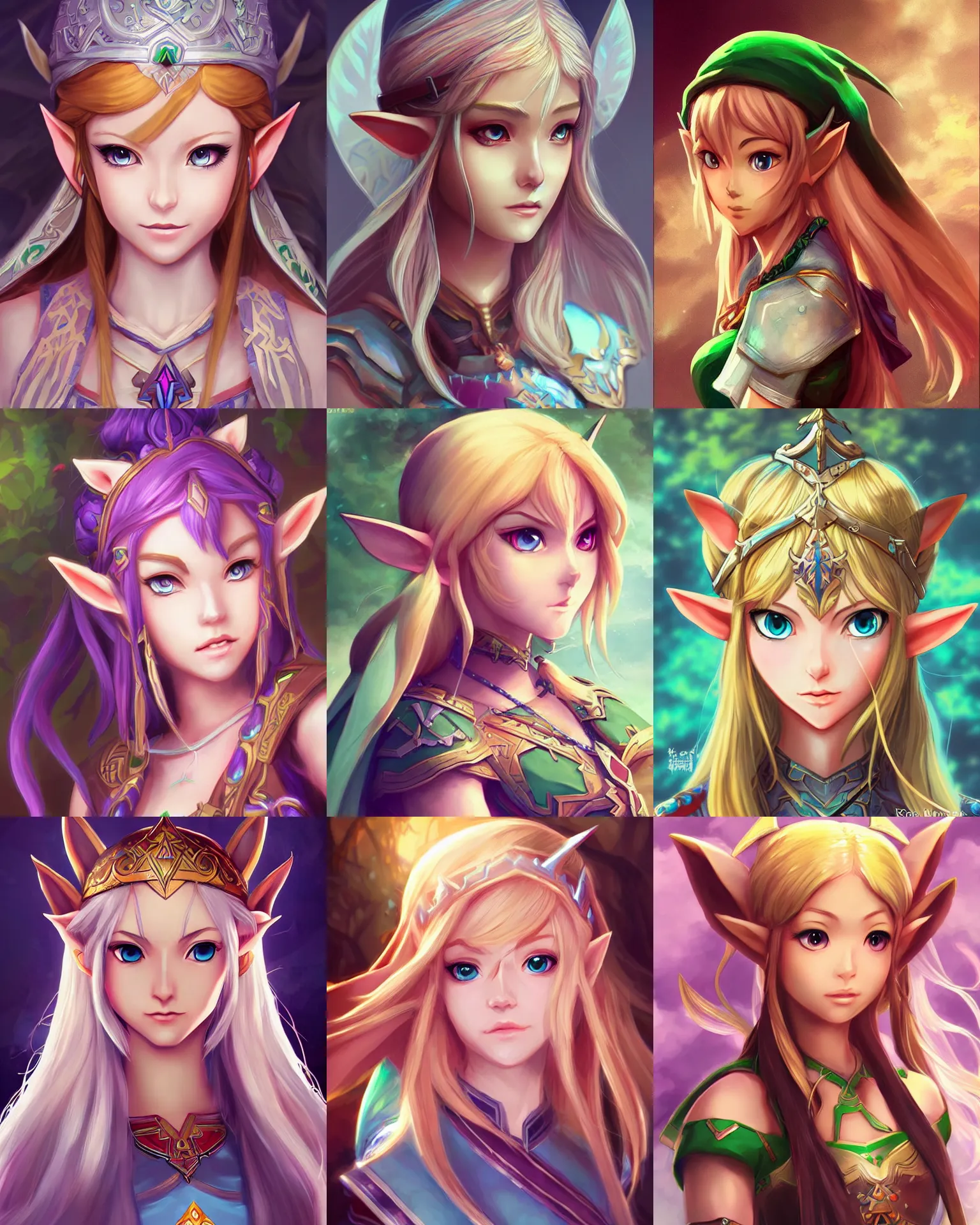 Image similar to Elf Princess Legend of Zelda anime character digital illustration portrait design by Ross Tran, artgerm detailed, soft lighting