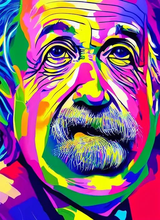 Image similar to portrait of albert einstein, vivid, intricate, highly detailed, smooth, digital illustration by francoise nielly