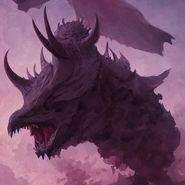 Image similar to a one eyed one horned flying purple people eater, digital art by greg rutkowski