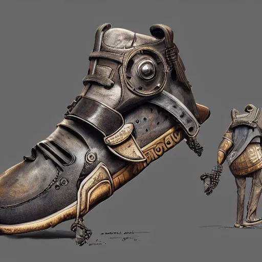 Image similar to sneaker, steampunk, sculpture, concept art, smooth, sharp focus, illustration, raytracing