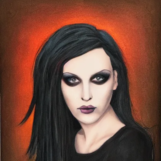 Image similar to realistic portrait of dark goth beauty