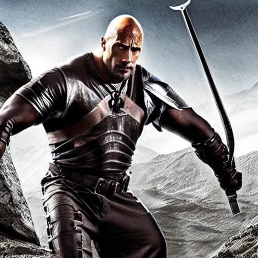 Prompt: dwayne johnson as a templar knight