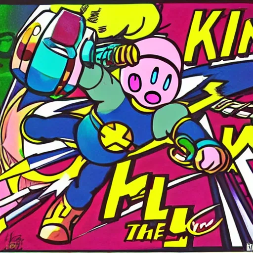 Image similar to kirby in the style of jack kirby, official concept art