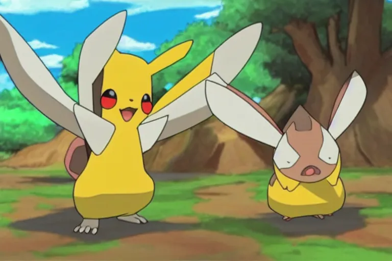 Prompt: “ a still of a jesus pokemon in the pokemon animated series ”