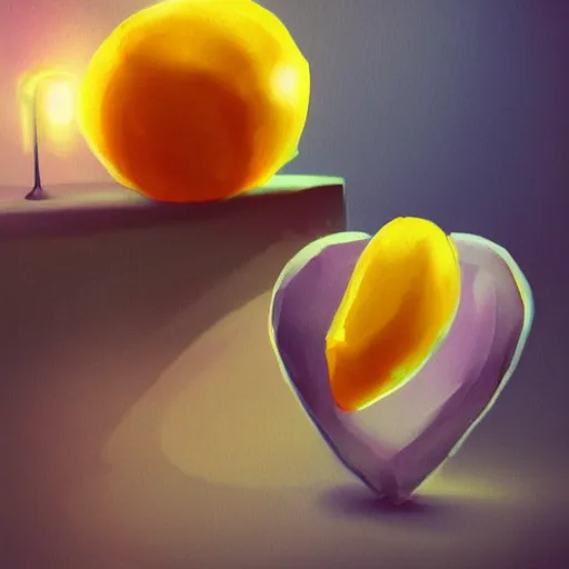 Image similar to a lemmon in the shape of a heart, backlight, trending at artstation, trending art deviantart