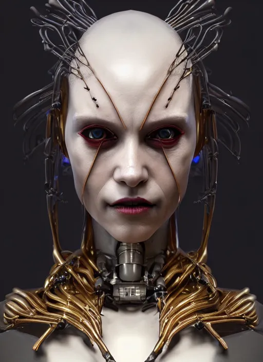 Image similar to portrait of a vampire female robot, intricate, dystopian toy, sci - fi, extremely detailed, biopunk suit, digital painting, sculpted in zbrush, artstation, concept art, smooth, sharp focus, illustration, chiaroscuro lighting, golden ratio, incredible art by stanley artgerm lau and greg rutkowski and alphonse mucha and simon stalenhag