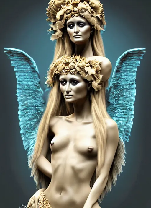 Image similar to paris hilton as a sculpture of persephone, goddess of the underworld, made by michelangelo, art station, concept art