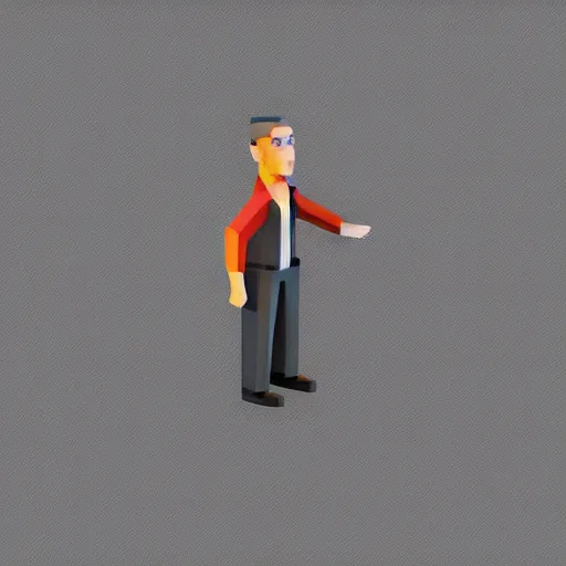 Image similar to low polygon render of mr mackey, isometric,