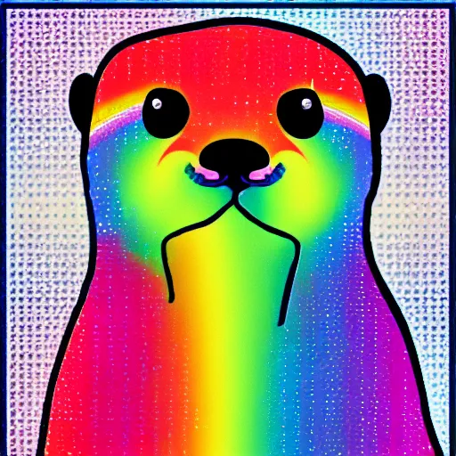 Image similar to rainbow baby otter. pop art