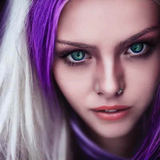 Image similar to photo of blonde woman with purple eyes