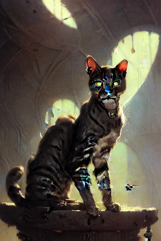 Image similar to a cat by gaston bussiere, bayard wu, greg rutkowski, giger, maxim verehin