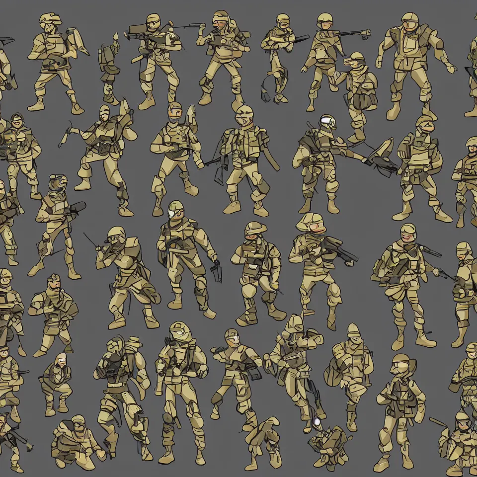 Image similar to cartoon flash animation nano soldiers minimal military armor digital art hd 4 k