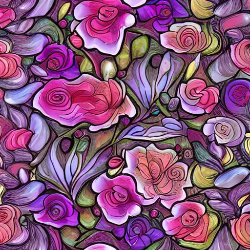 Image similar to flower texture, fantasy art style, hand painted, 2 d texture