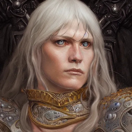 Image similar to griffith from bersek as a realistic fantasy d & d character, close - up portrait art by donato giancola and greg rutkowski, realistic face, digital art, trending on artstation