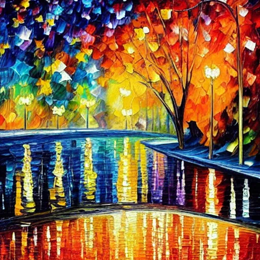 Image similar to starry night painting in the style of leonid afremov