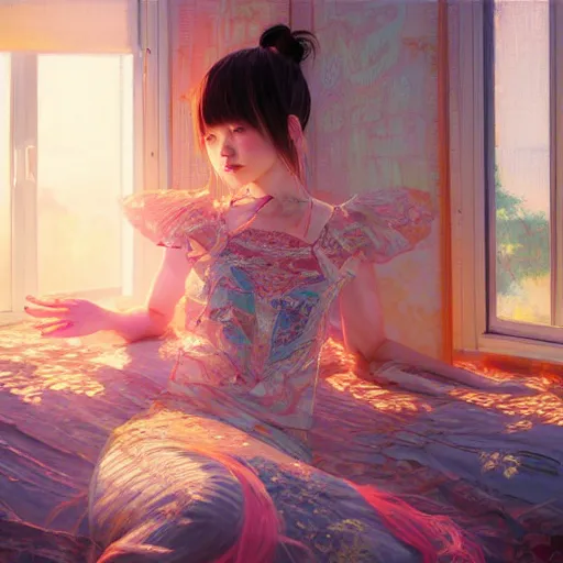 Image similar to beautiful young girl in intricate clothing by ross tran,