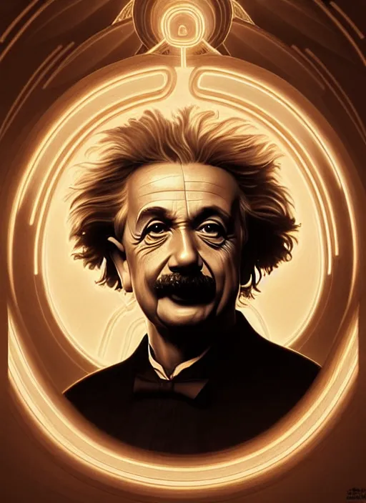 Prompt: symmetry!! portrait of albert einstein, cottagecore!! fitness body, glowing lights!! intricate, elegant, highly detailed, digital painting, artstation, concept art, smooth, sharp focus, illustration, art by artgerm and greg rutkowski and alphonse mucha