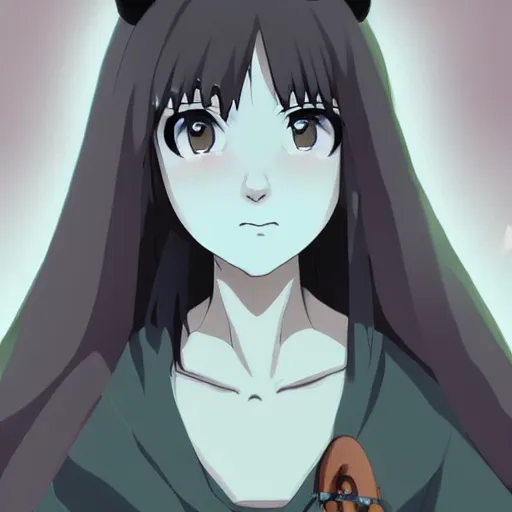 Prompt: a cute pretty young girl, with short ginger hair that is middle parted, with freckles, scowling and angry, with green eyes, wearing a black cloak, anime key visual, digital art, DD, concept art, trending on art station, 8k, official media from spirited away