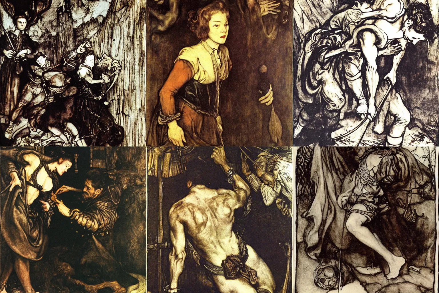 Prompt: strength and fear. painting by diego velazquez, arthur rackham and terry moore