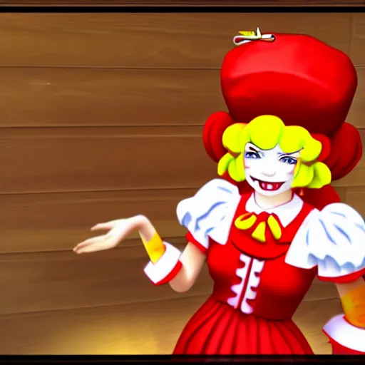 Prompt: Touhou screenshot of Ronald McDonald