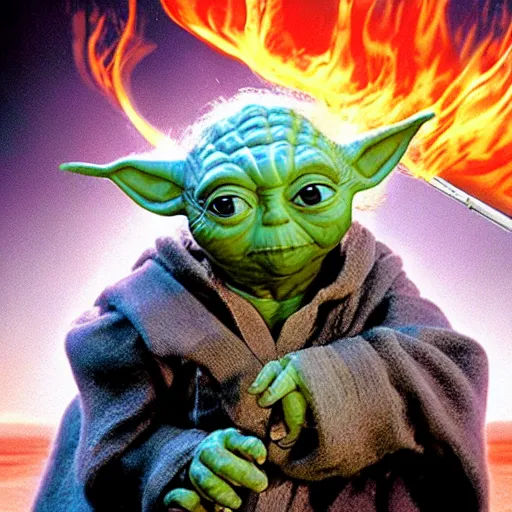 Prompt: Yoda in the movie poster for Portrait of a Lady on Fire