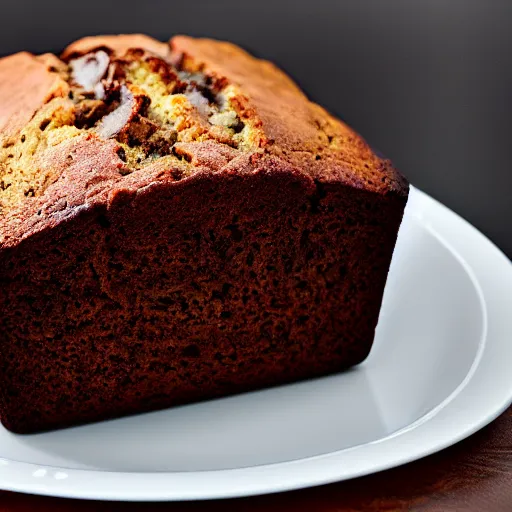 Image similar to photorealistic photograph of banana bread at work dude, photorealistic, realism, highly detailed, ultra detailed, ambient occlusion, depth of field