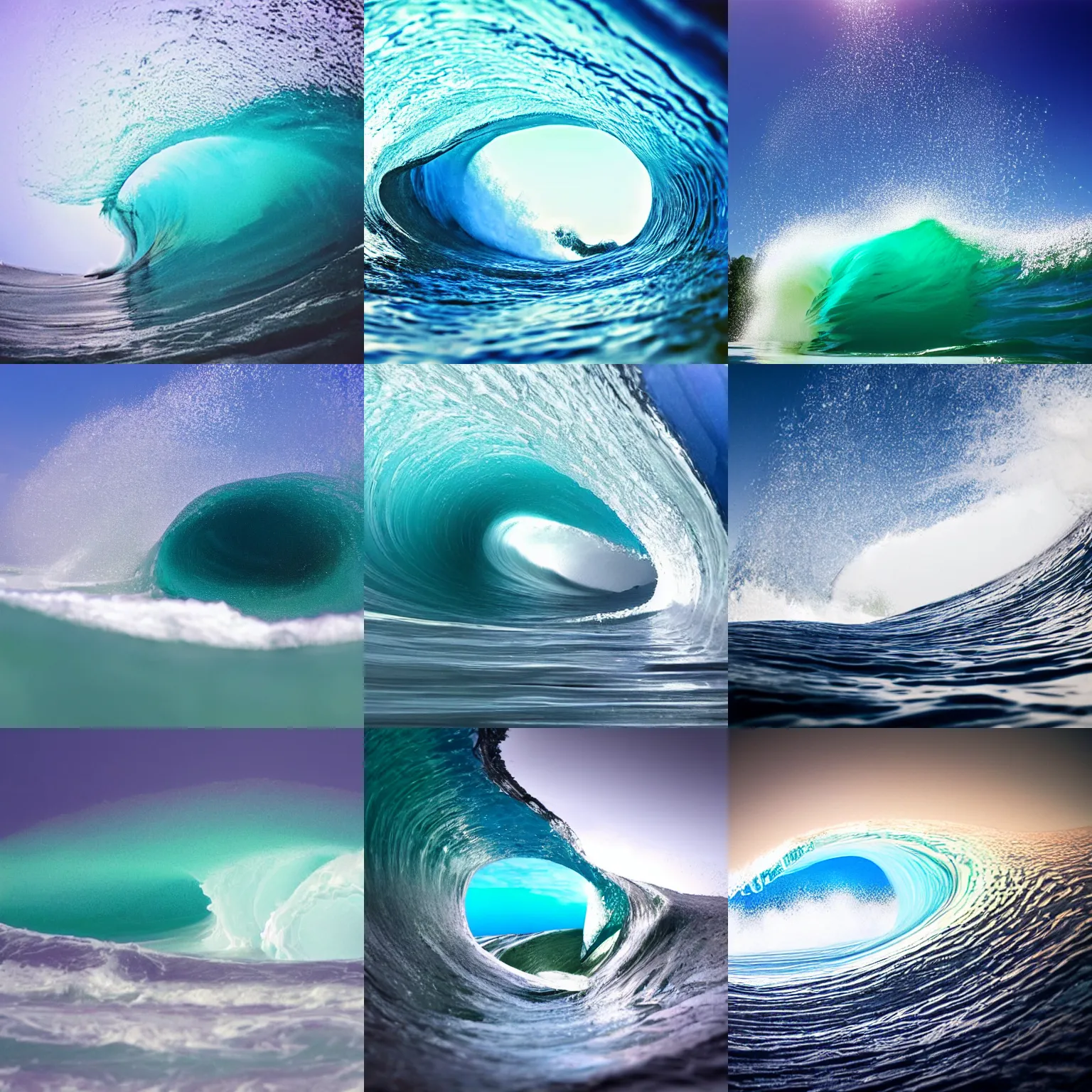 Prompt: inside of a wave