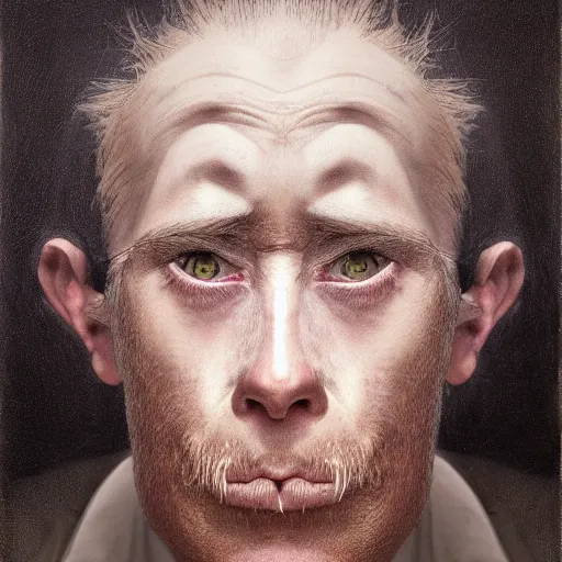 Image similar to a portrait of a strange man with strange mirror eyes. hyperrealistic