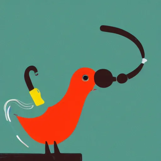 Image similar to a bird wearing headphones