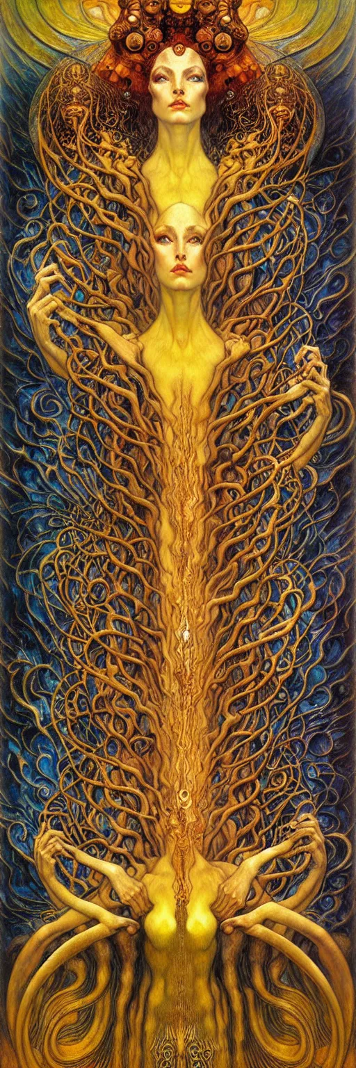 Image similar to Divine Chaos Engine by Karol Bak, Jean Delville, William Blake, Gustav Klimt, and Vincent Van Gogh, symbolist, visionary