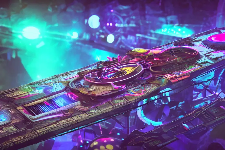 Prompt: photo of a concert ticket on a table, bandname is tripmachine, tour is invasion of the tripmachines, realistic digital art, 3 d render of a huge futuristic steampunk generator, 8 k, fluorescent colors, halluzinogenic, multicolored, exaggerated detailed, unreal engine
