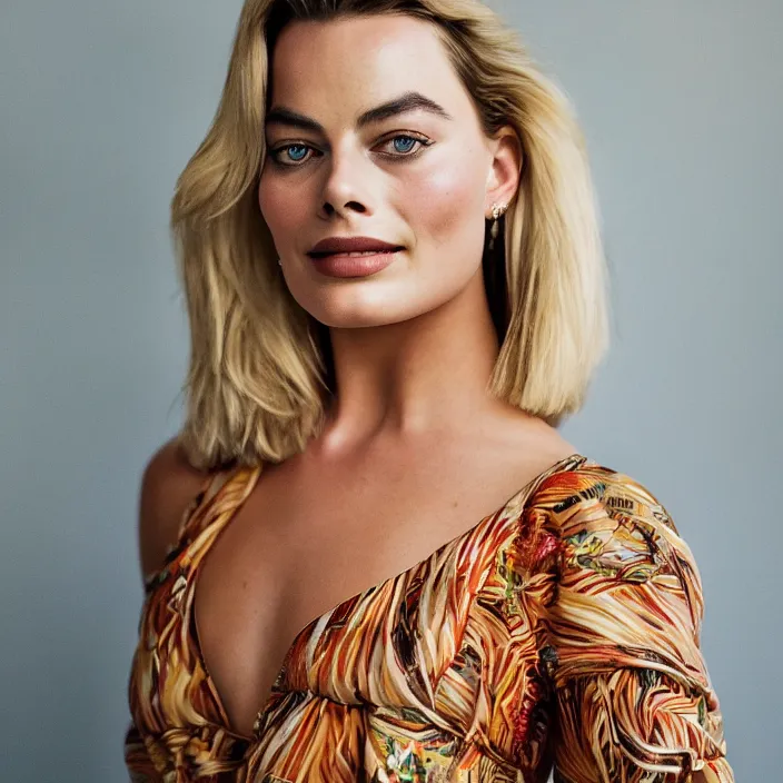 Prompt: portrait of Margot Robbie wearing traditional Balinese dress, by Charlotte Grimm, natural light, detailed face, CANON Eos C300, ƒ1.8, 35mm, 8K, medium-format print