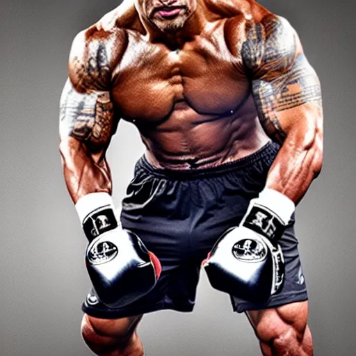 Image similar to Dwayne Johnson as boxer, promo