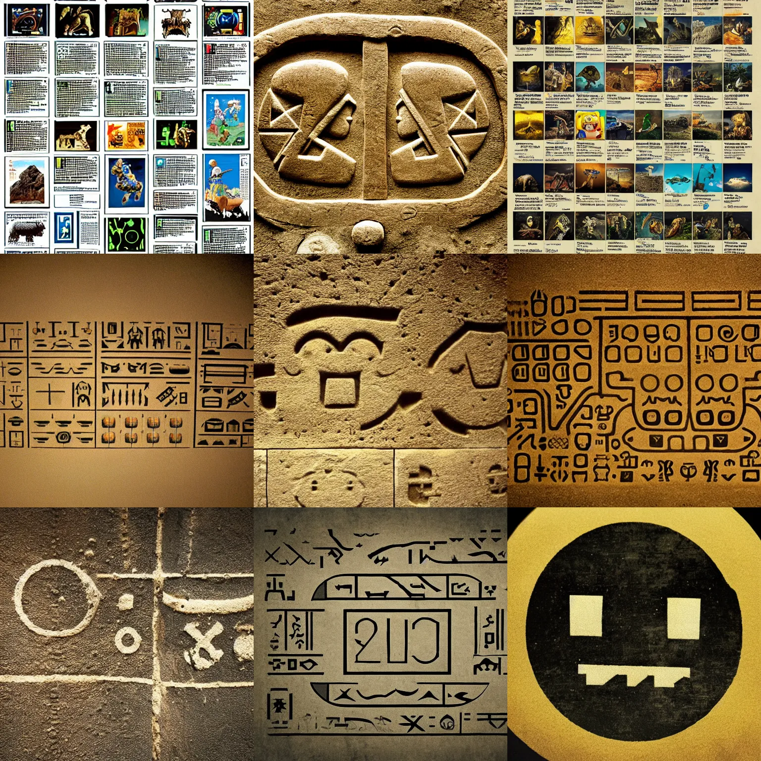 Prompt: photo of nintendo heiroglyphics, national geographic, ancient