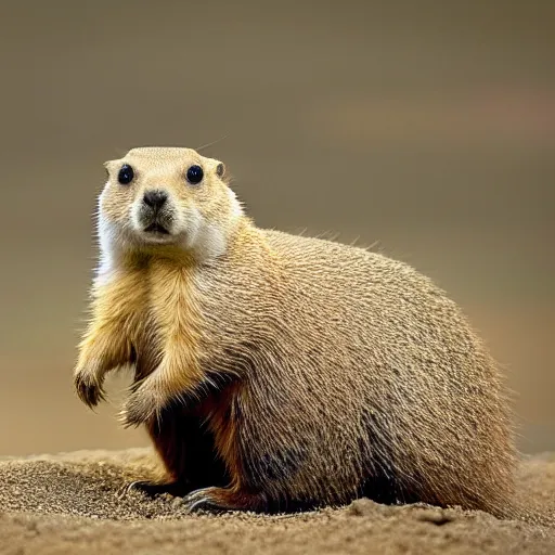 Prompt: a bear crossed with a prairie dog, award winning photograph