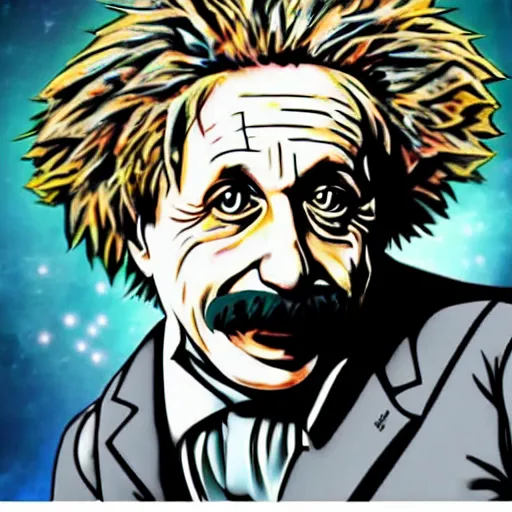 Image similar to einstein in style of jojos bizarre adventure