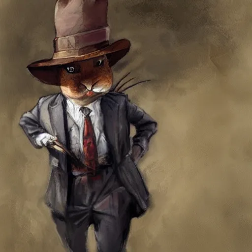 Image similar to a rabbit as a mafia gangster by James Gurney.